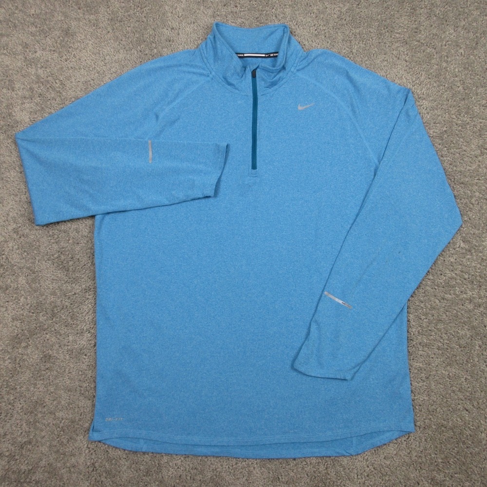 Nike Sweater Men XL Blue Drifit Element Running Quarter Zip Pullover Lightweight